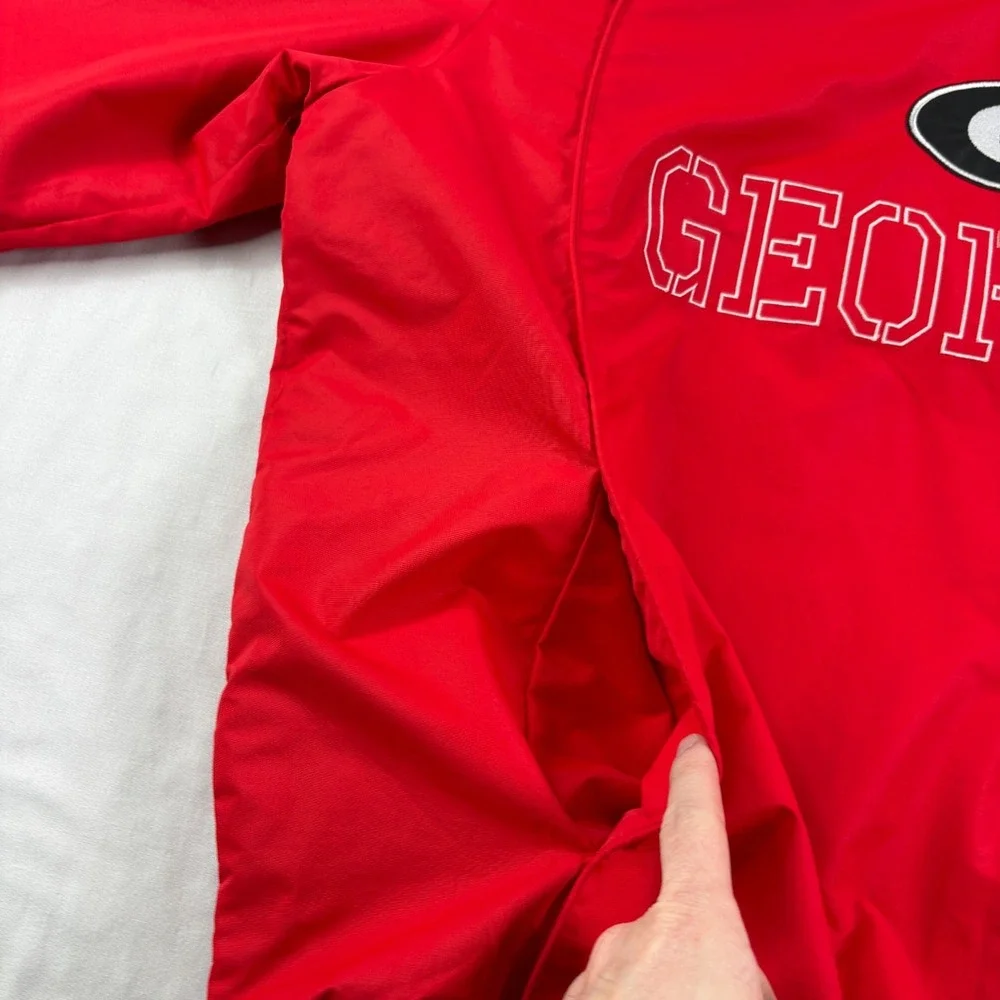 Georgia‎ Bulldogs Jacket Mens Large Red Windbreaker Pullover Embroidered NCAA